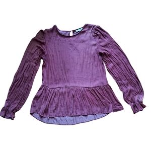 3/35$ Stradivarius Long Sleeve Peplum Blouse Women’s M – Brown Boho Romantic Top